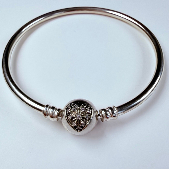 Unbranded Jewelry - Pandora Cubic Zirconia CZ Melt My Heart Sterling Silver 925 Bangle Bracelet ALE